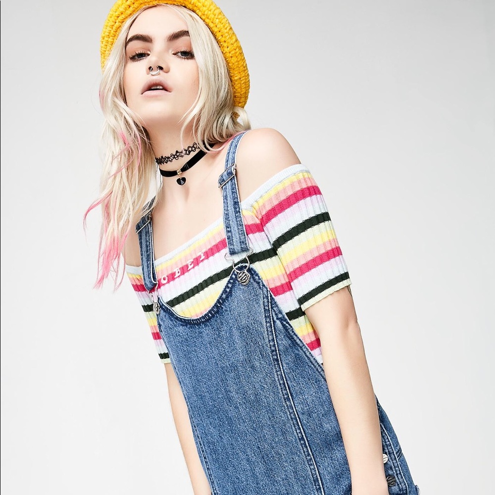 Obey Debs Denim Overall Dress
